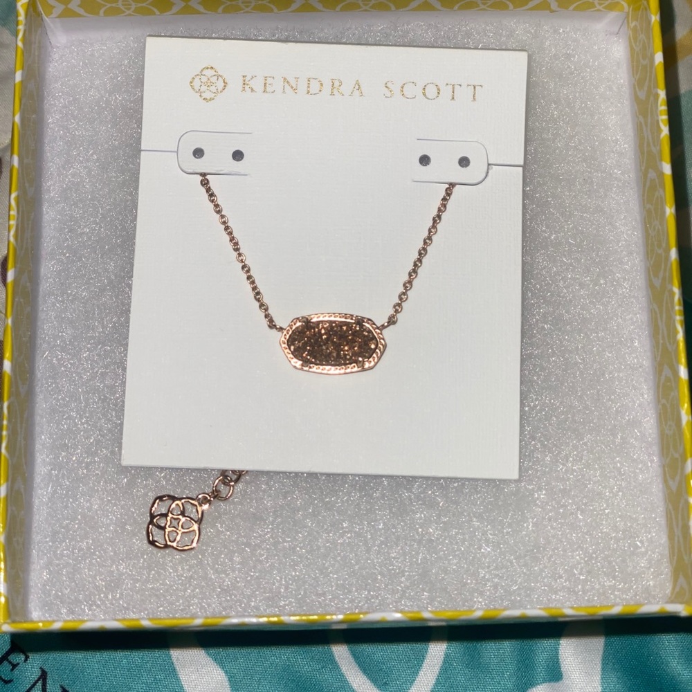 Elisa Rose Gold Pendant Necklace Rose Gold Drusy
